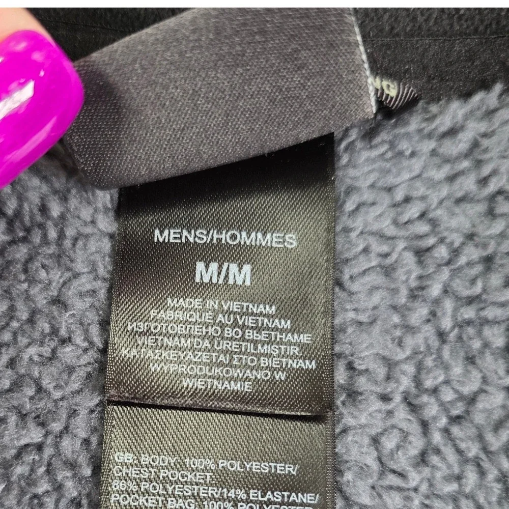 The North Face Mens Black Fleece Full Zip Vest Grey Chest Pocket Size Medium